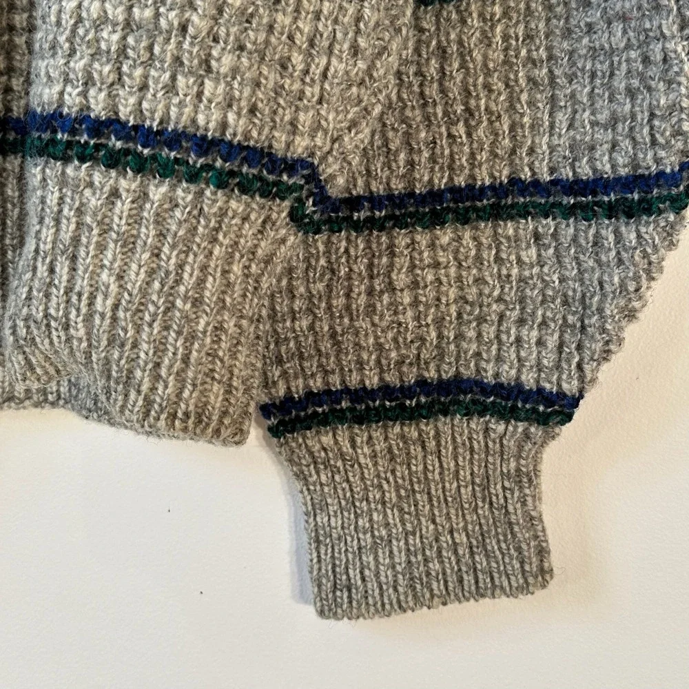 Vintage American Eagle Wool Blend Striped Waffle Knit‎ Sweater Mens XL Grey USA